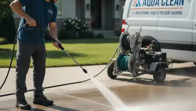 Baltimore, MD concrete pressure cleaning for driveways, patios, and walkways with stain removal
