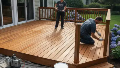 Baltimore, MD deck painting service for weather-resistant exterior wood coating