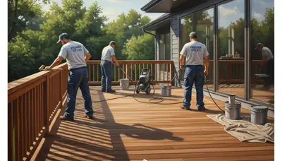 Baltimore, MD deck painting by Baltimore Paint Pros for durable outdoor wood protection
