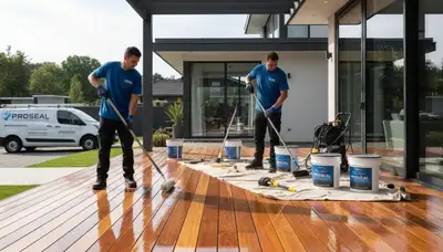 Professional deck sealing service in Baltimore, MD protecting wood from rain, sun, and humidity