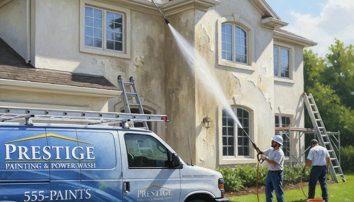 Pressure cleaning service in Baltimore, MD removing mildew and grime from exterior surfaces