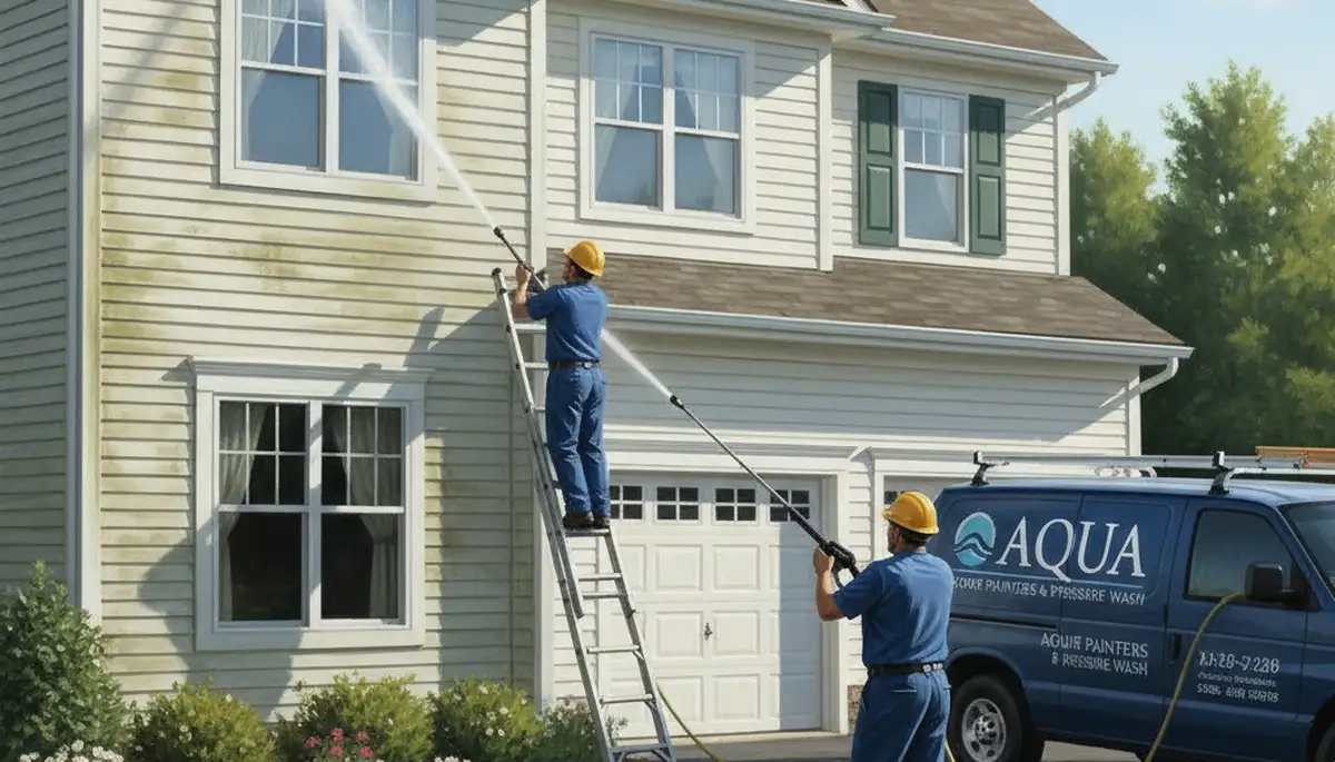 Vinyl siding pressure cleaning in Baltimore, MD for algae, grime, and salt buildup removal
